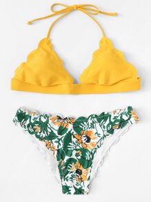 Plus Scalloped Edge Mix And Match Bikini Set