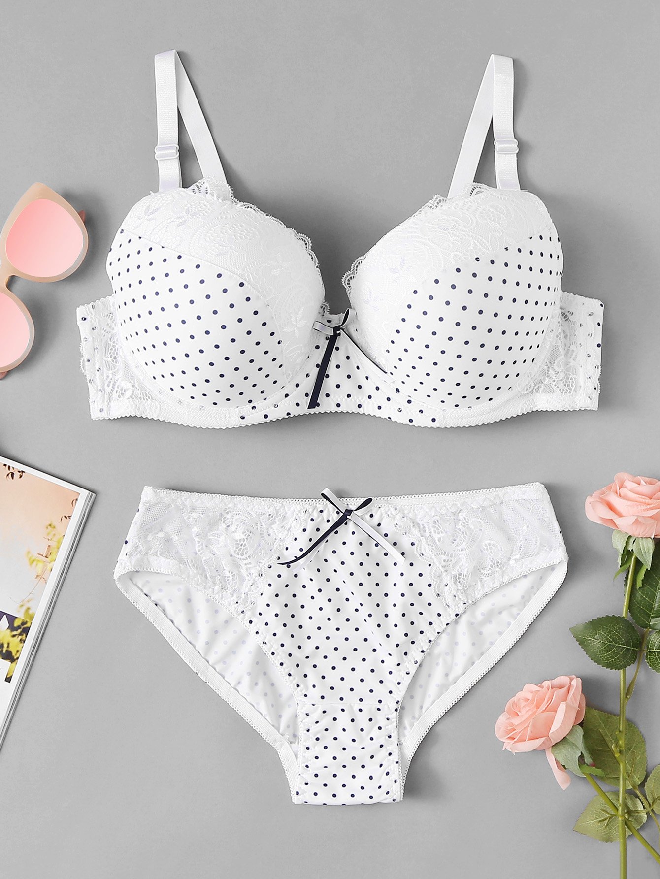 Комплект для нижнего белья Lace Polka Dont Contrast