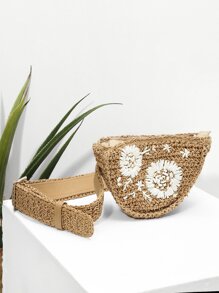 Flower Pattern Woven Bum Bag