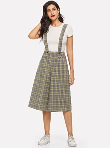 Plaid Strap Wide Leg Jumpsuit