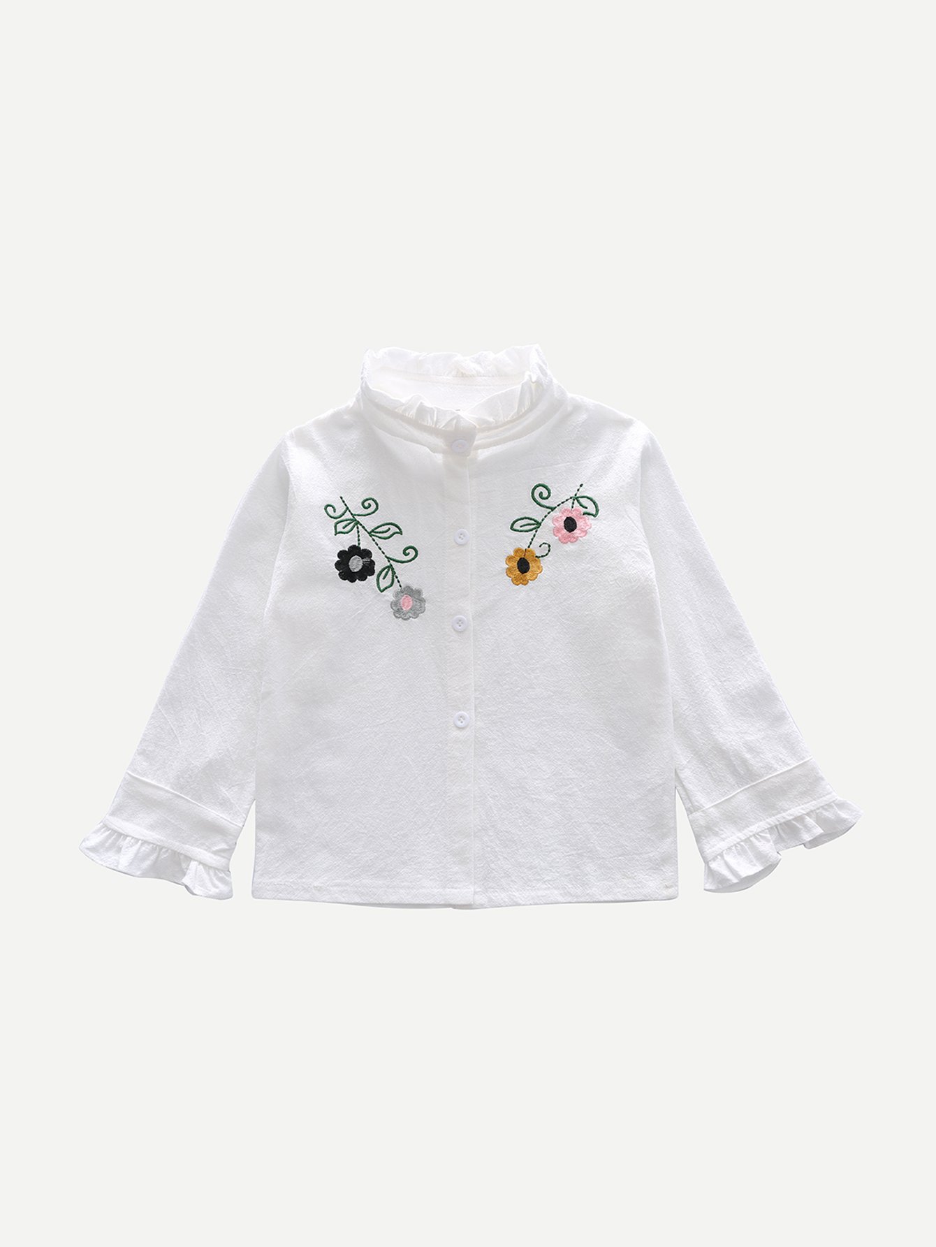 Kids Floral Embroidery Frill Blouse kids floral frill slip dress