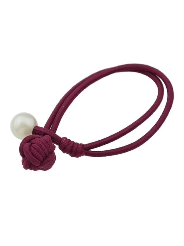 Red Colorful Elastic Rope Simulated Pearl Hair Bands Accessories