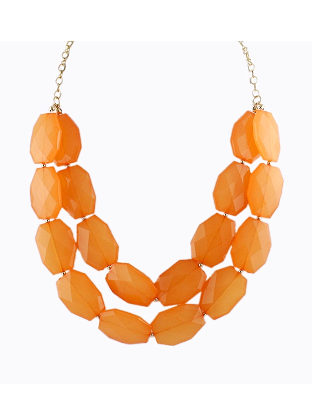 Orange Beads Doublelayer Zinc Alloy Shorts Women Choker Statement Necklace New 2014 Trendy Summer Designer
