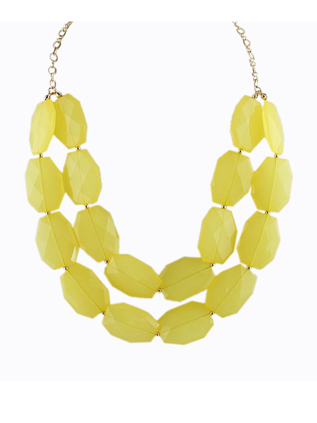 Yellow Beads Doublelayer Zinc Alloy Shorts Women Choker Statement Necklace New 2014 Trendy Summer Designer