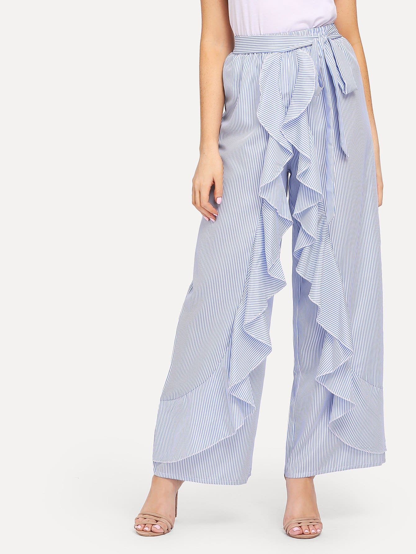 Галстук-полосатая полосатая рябь широкие штаны для ног