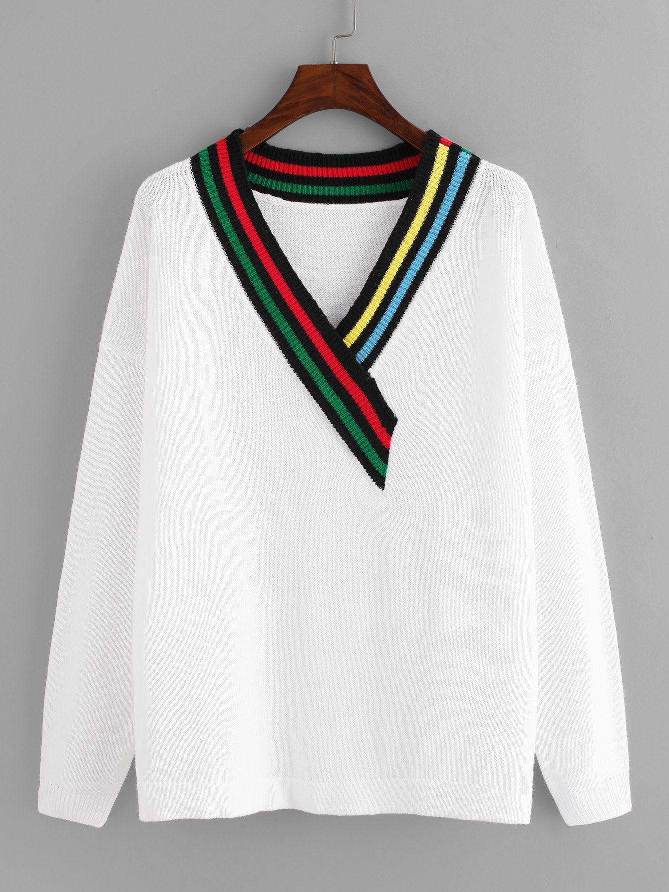 Полосатый оберточный свитер