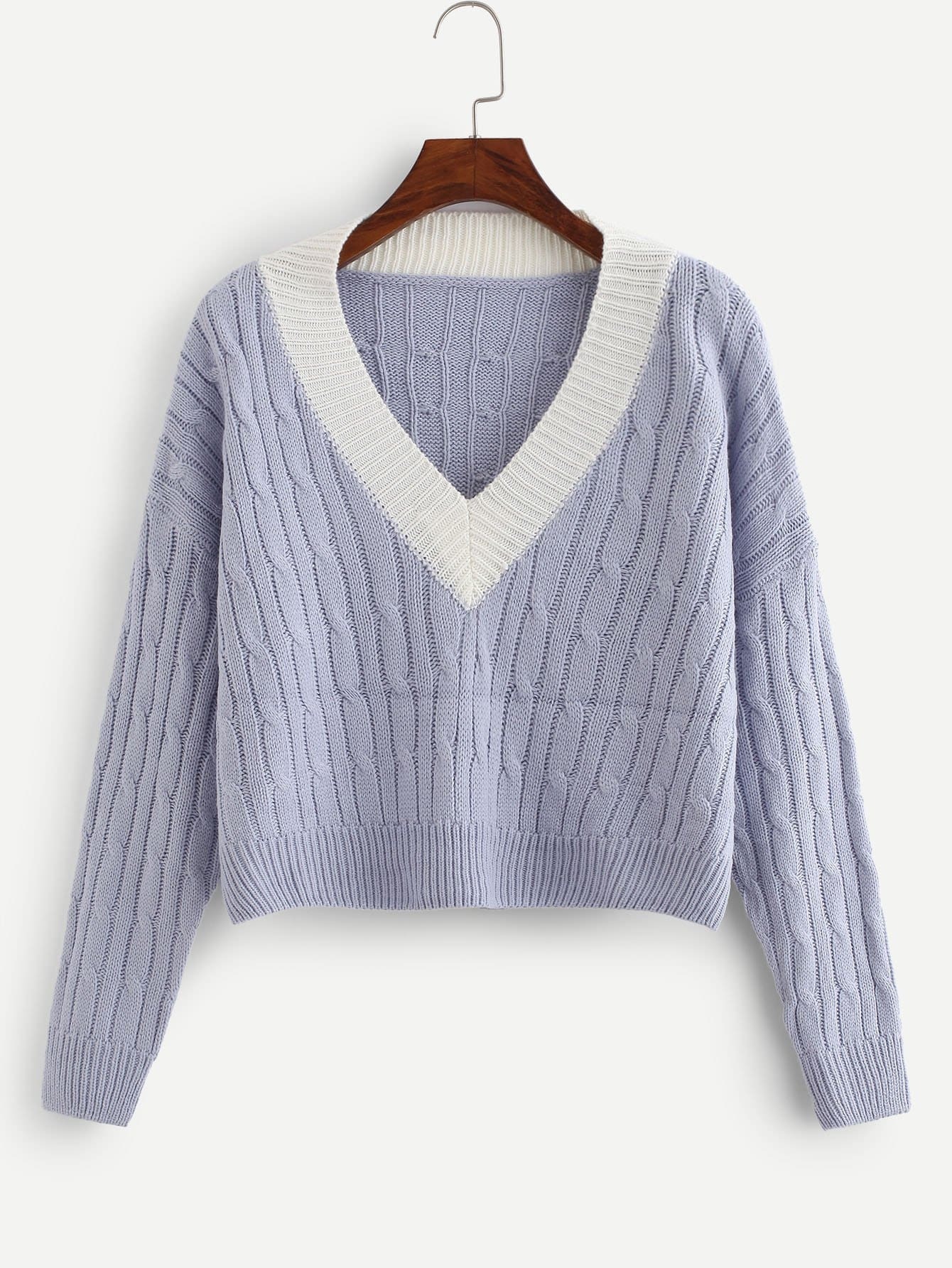 Контрастный ленточный шейный свитер