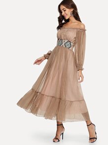 Off-Shoulder Mesh Dress