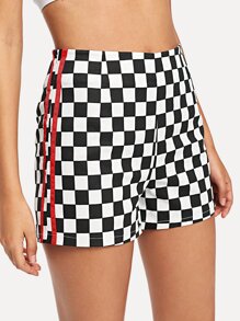 Striped Side Plaid Shorts