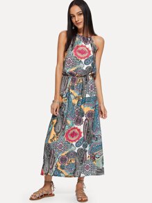 Geo Print Halter Dress