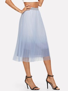 Ombre Pleated Mesh Skirt