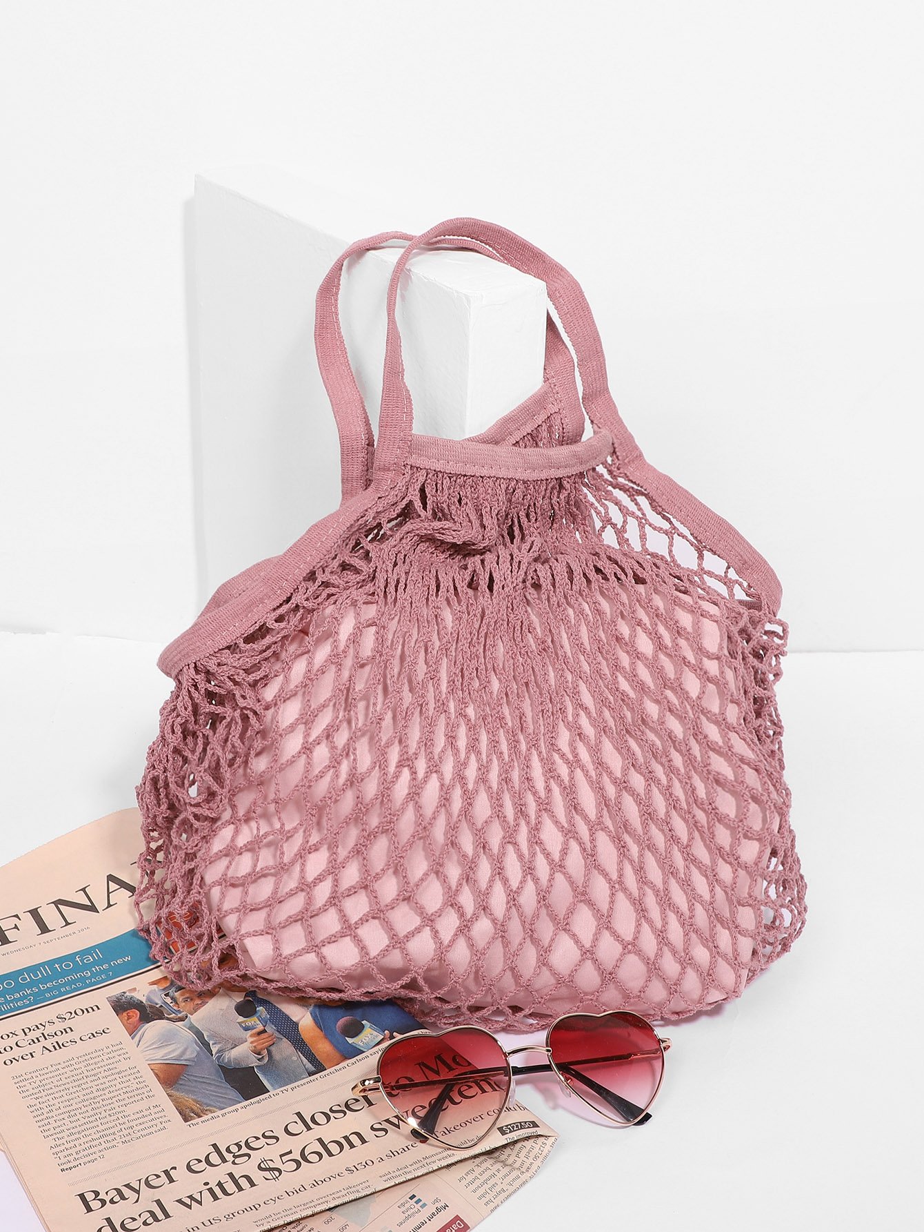 Net Design Tote Bag With Inner Pouch EmmaClothWomen Fast Fashion Online
