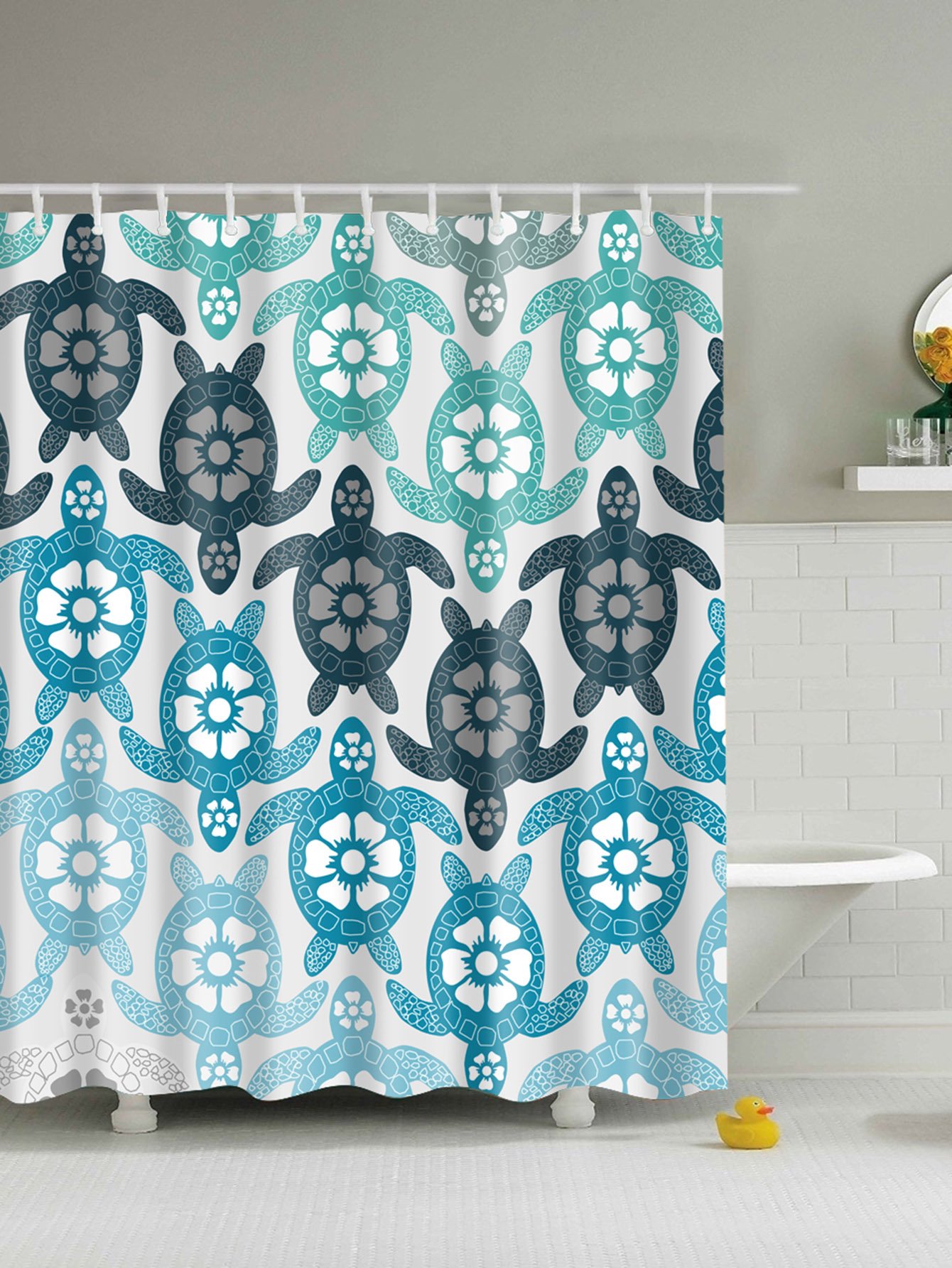 Занавес для душа на черепахе с крючком 12шт