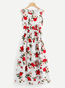 Floral Elastic Waist Dress