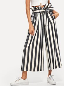 Tie Waist Stripe Wide Leg Pants