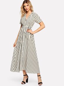 Cut Out Back Striped Dress