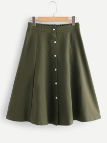 Single Breasted Elastic Waist Skirt
