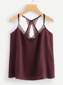 Lace Trim Cut Out Cami Top