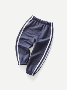 Boys Tape Detail Elastic Foot Pants