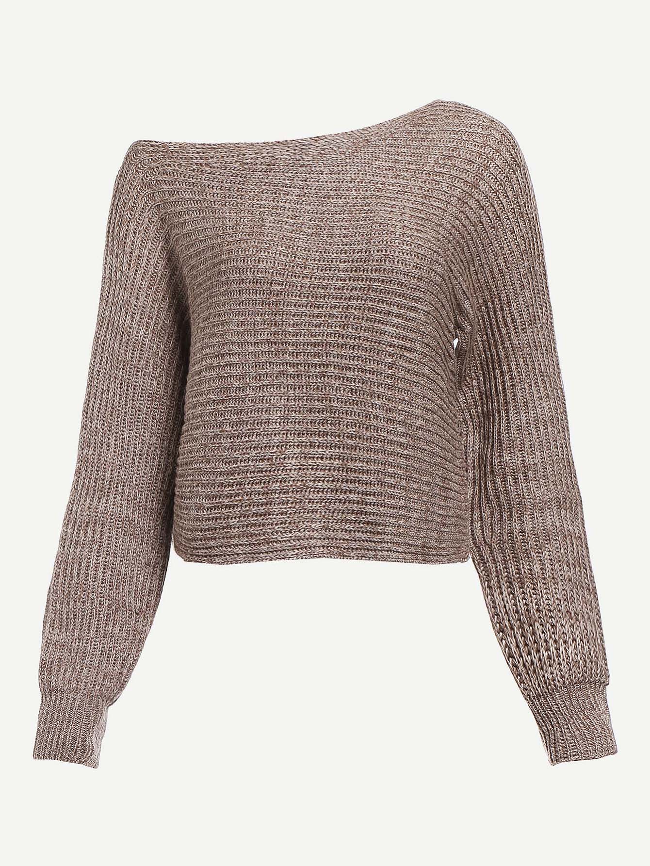 Асимметричный плечевой свиной свитер