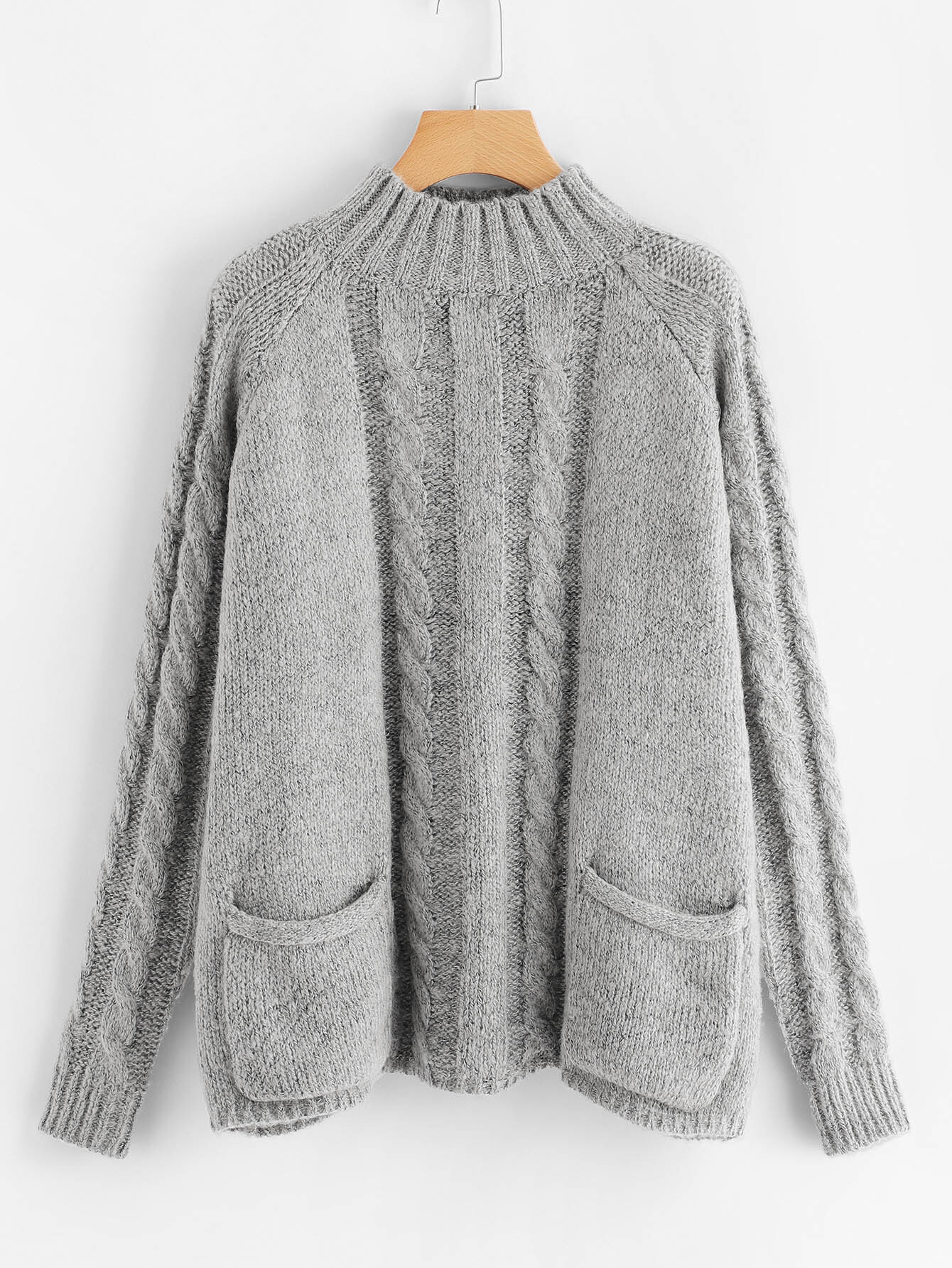 Карманный пакетированный смешанный вязаный свитер