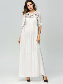 Animal Embroidered Stripe Longline Dress