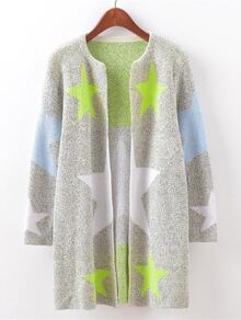 Star Pattern Marled Knit Cardigan