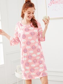 Hot Air Balloon Print Night Dress