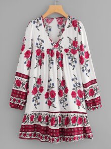 Botanical Print Pep Hem Dress