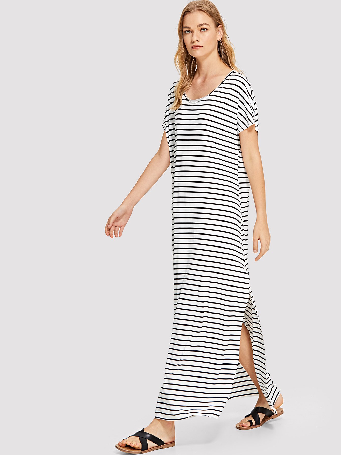 все цены на Slit Side Striped Dress онлайн