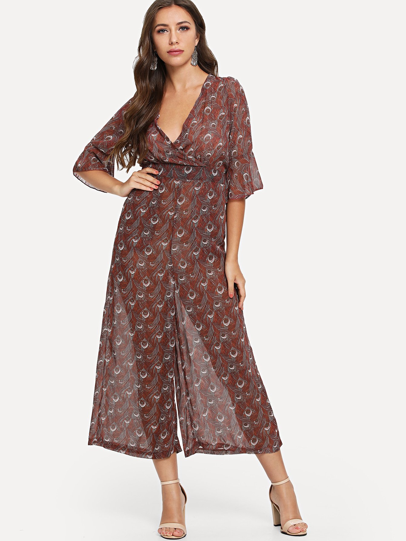 Перо Печать Безумный широкий комбинезон для ног