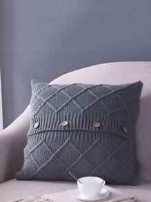 Button Detail Knit Cushion Cover