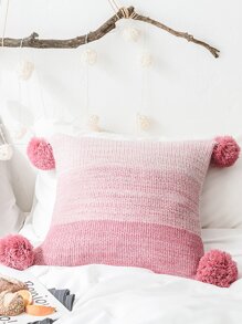 Pom Pom Trim Knit Cushion Cover