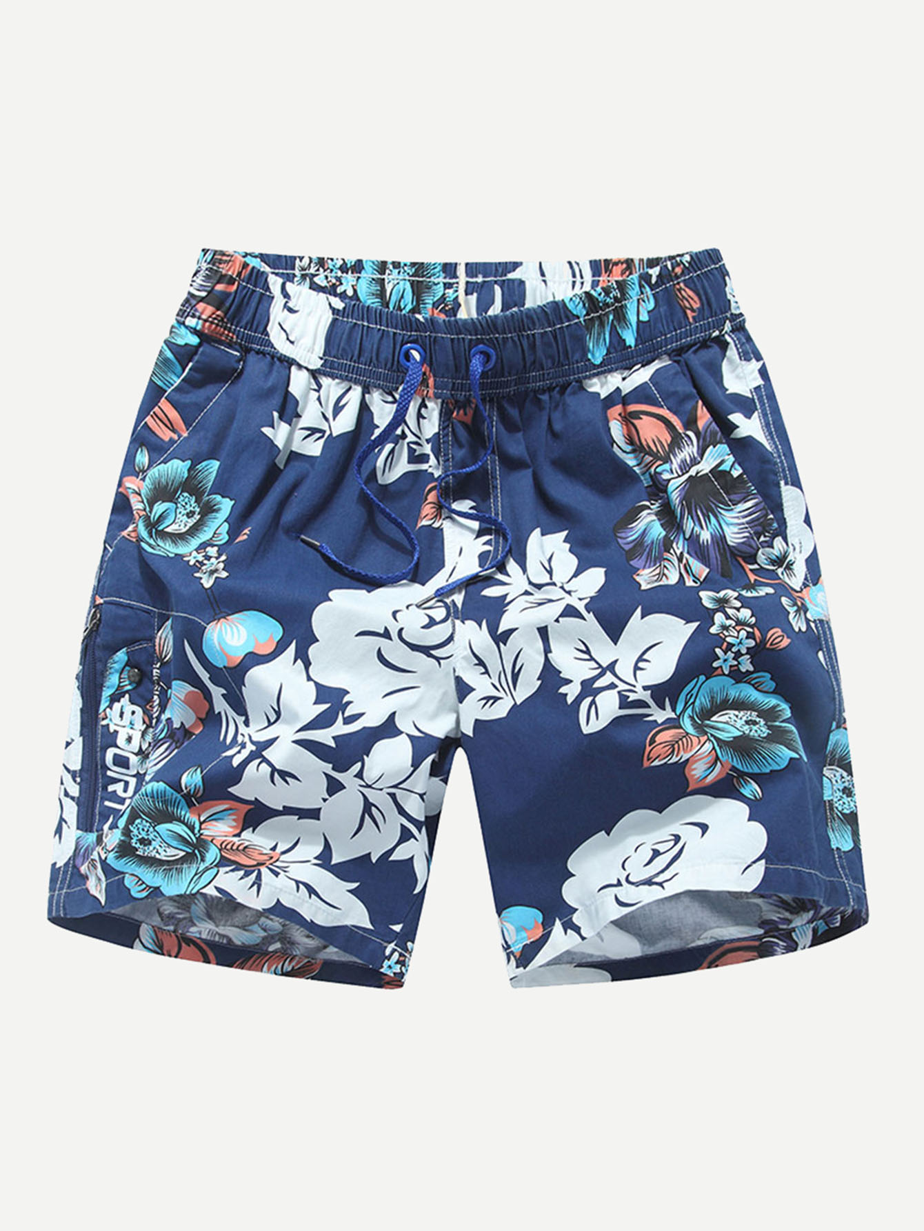 Men Floral Print Drawstring Waist Shorts fashionable tiny floral print drawstring shorts for boy