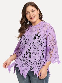 Solid Crochet Lace Sheer Top