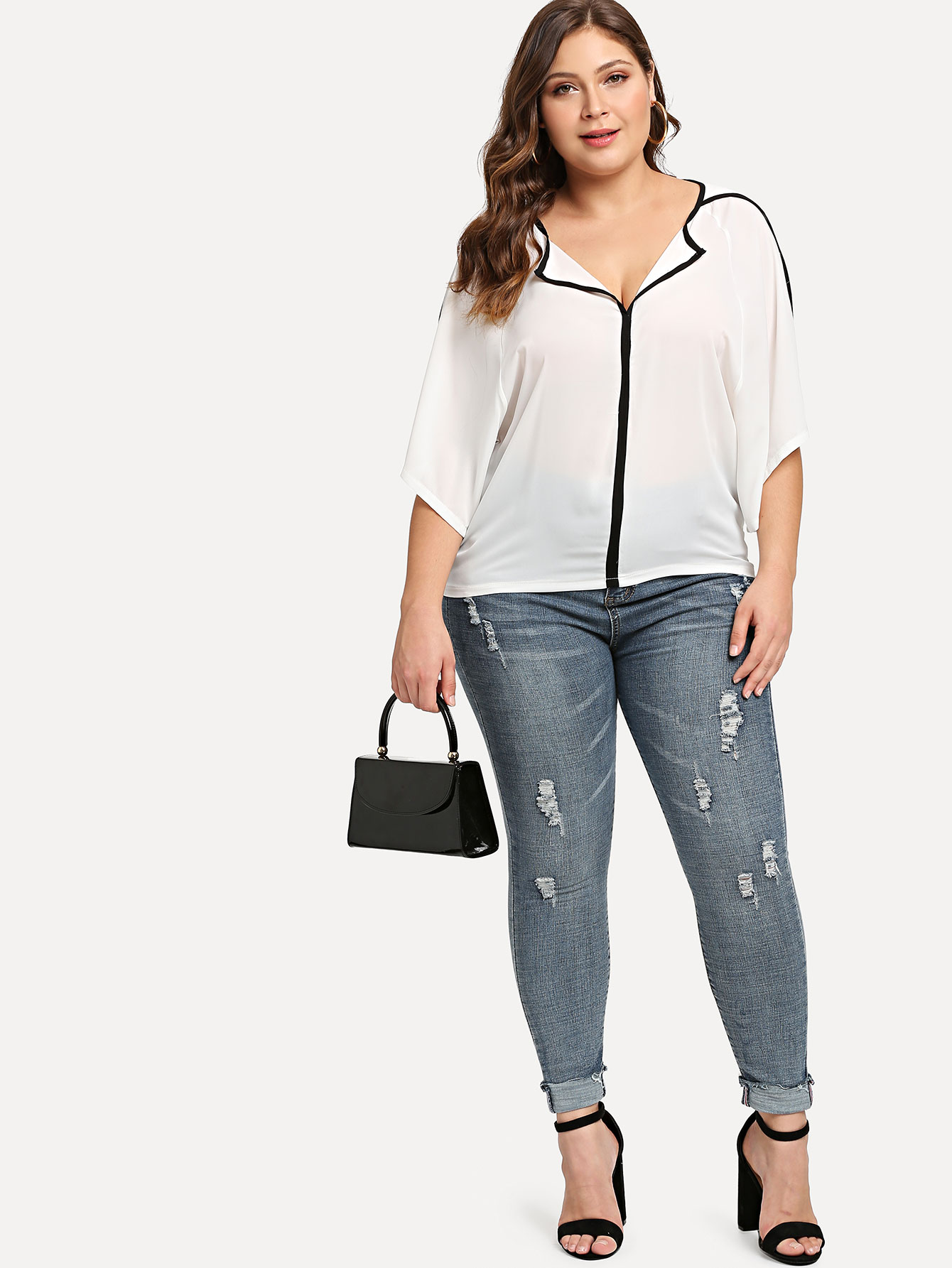 Рингерская сплит-рукавная рубашка