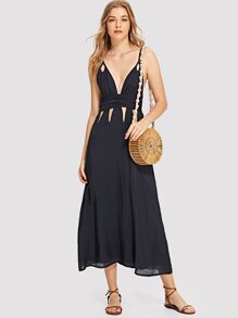 Deep V Neckline Cut Out Cami Dress