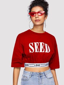 Letter Print Crop Tee