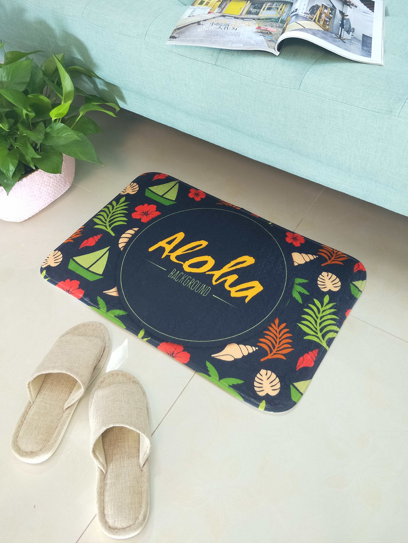 Коврик для полотенец и листьев