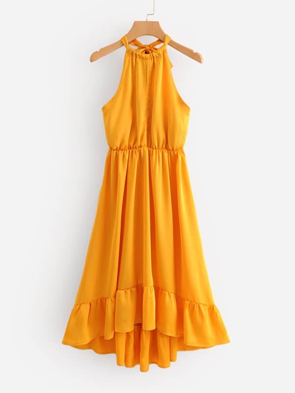 цена Ruffle Hem Halter Dress