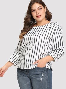 Knot Shoulder Striped Top