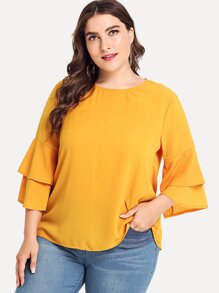 Layered Ruffle Sleeve Top