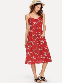 Single Breasted Floral Cami Dress