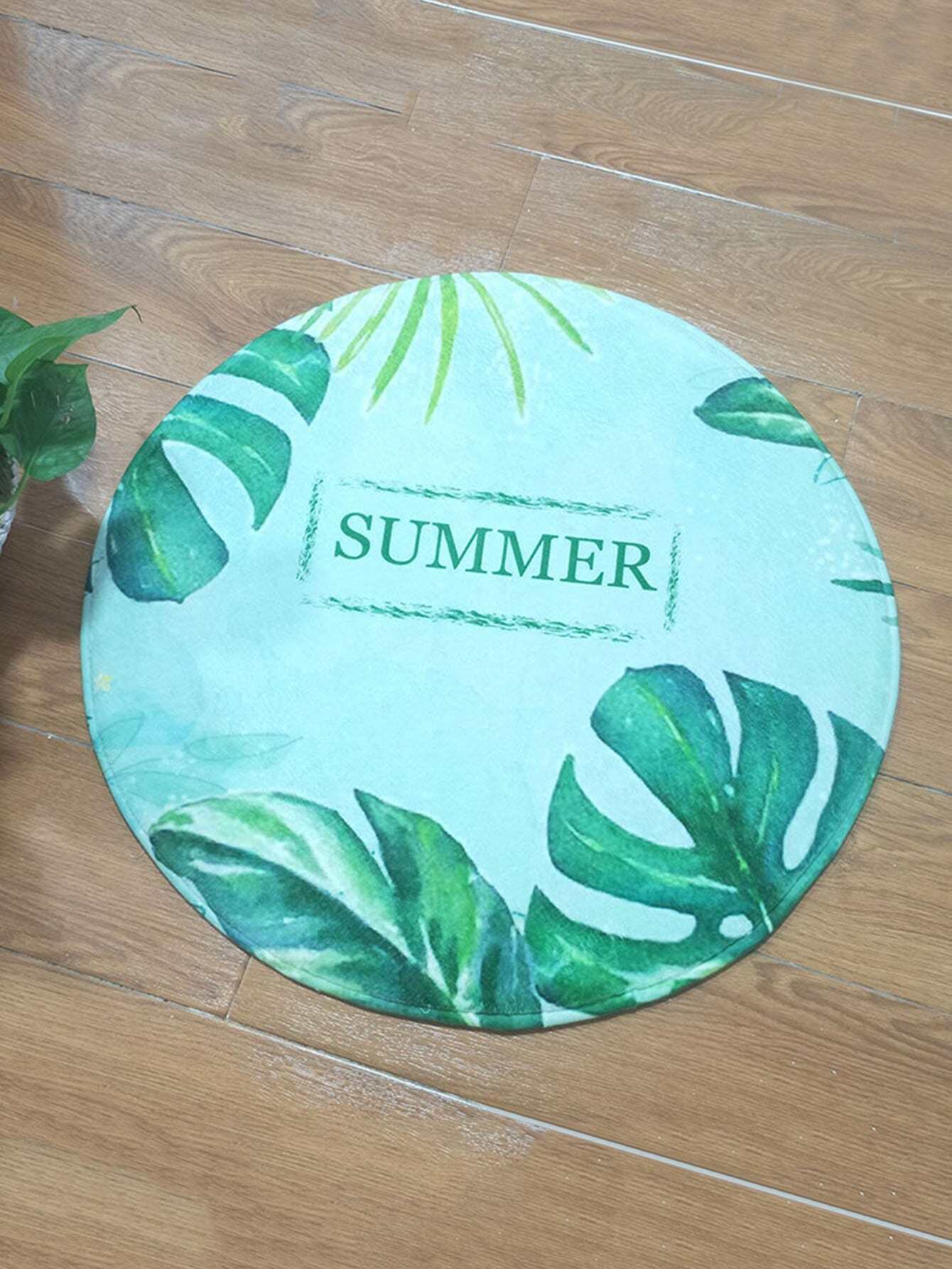 Круглый дверной коврик тропических листьев