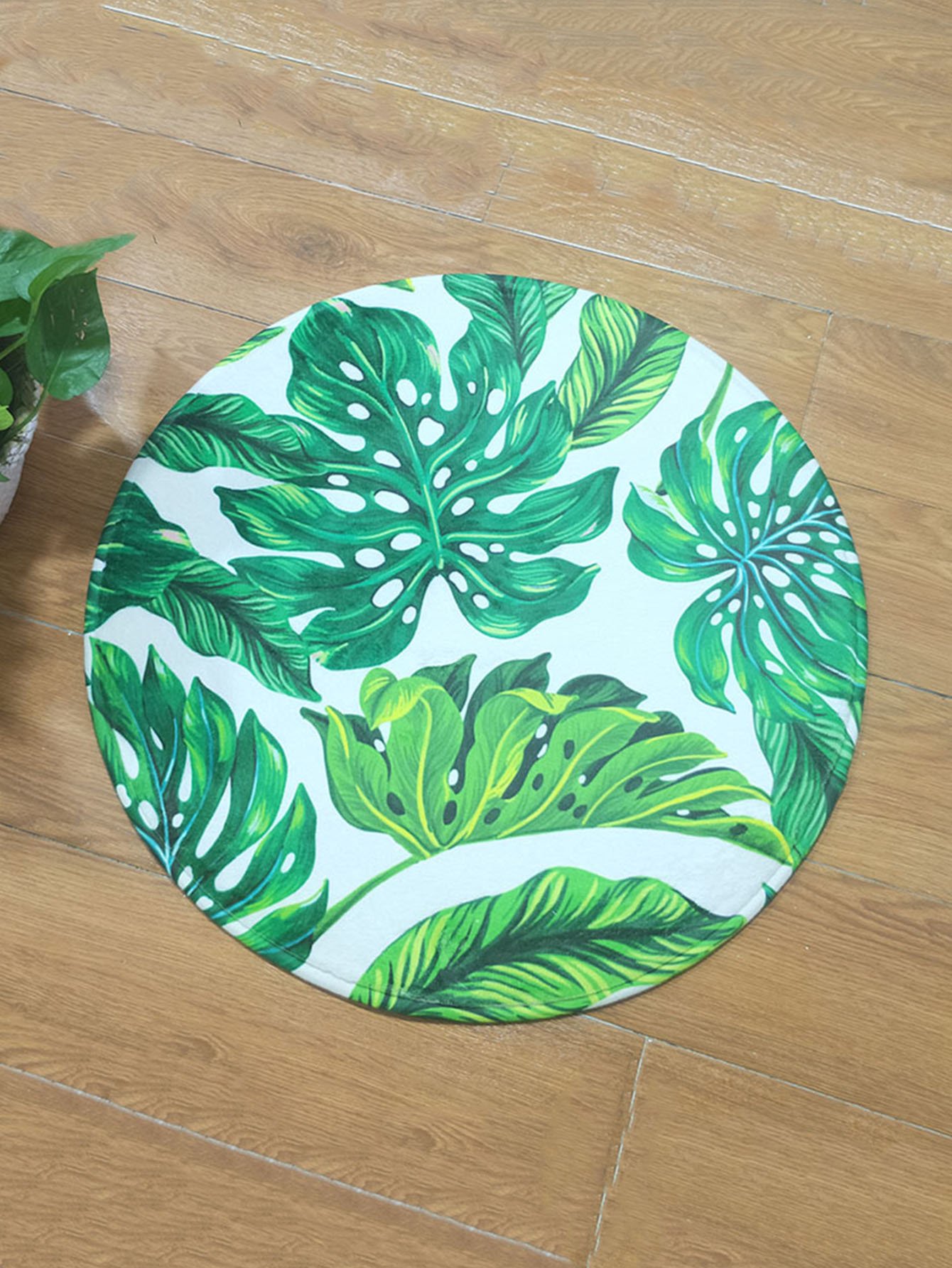 Круглый дверной коврик тропических листьев