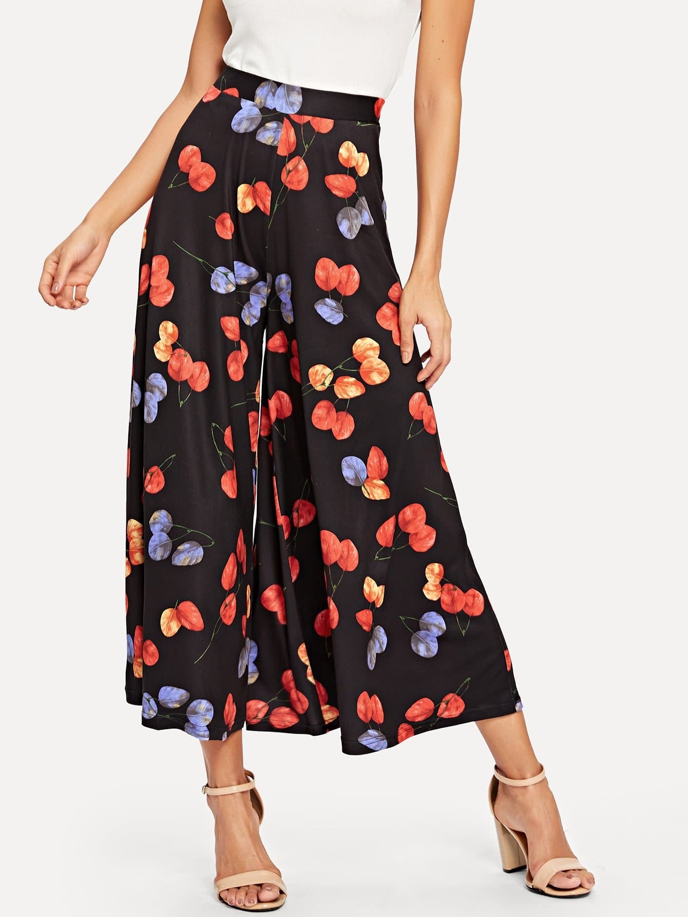 Цветочные печати Широкие штаны для ног