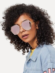 Two Tone Frame Flat Lens Sunglasses