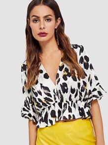 Leopard Print Ruffle Blouse