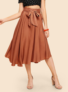 Boxed Pleated Wide Waistband Skirt