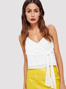 Ruffle Embellished Knot Cami Top